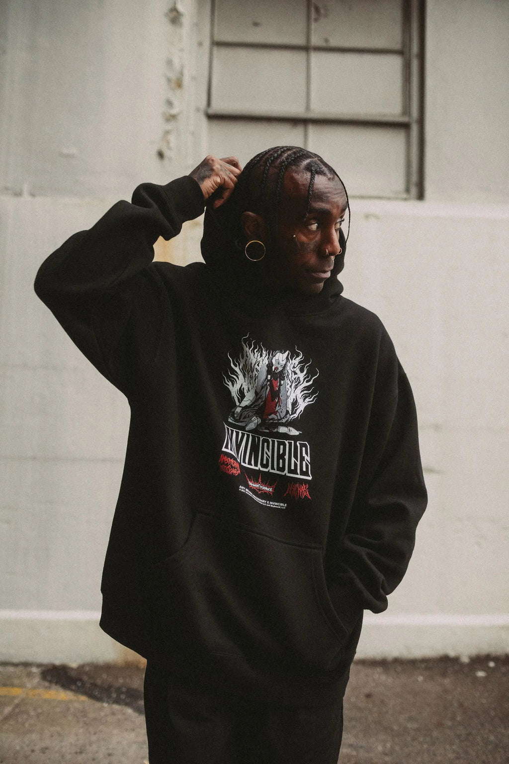 Neck Snap Pullover Hoodie Any Means Necessary Clothing