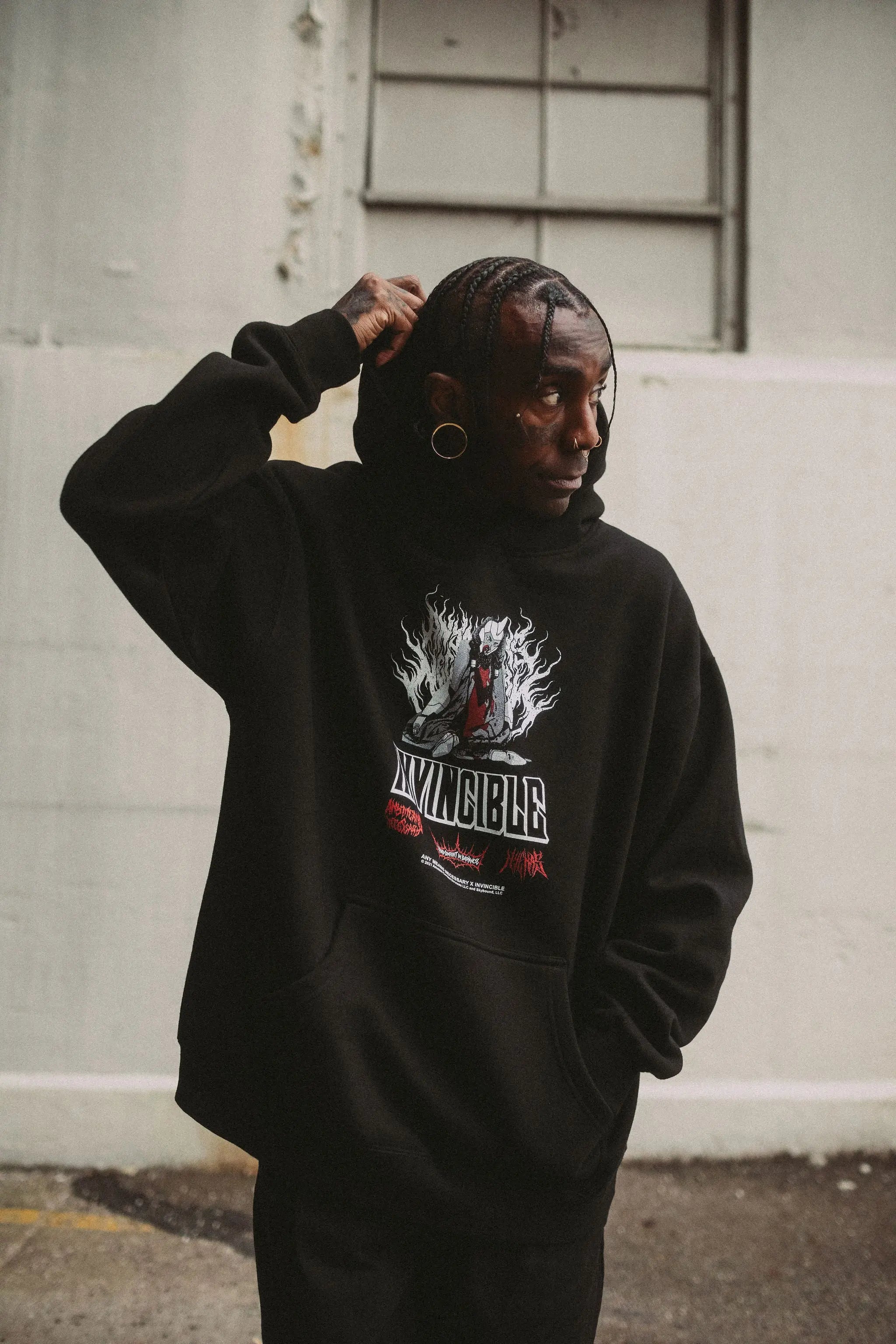 Neck Snap Pullover Hoodie Any Means Necessary Clothing