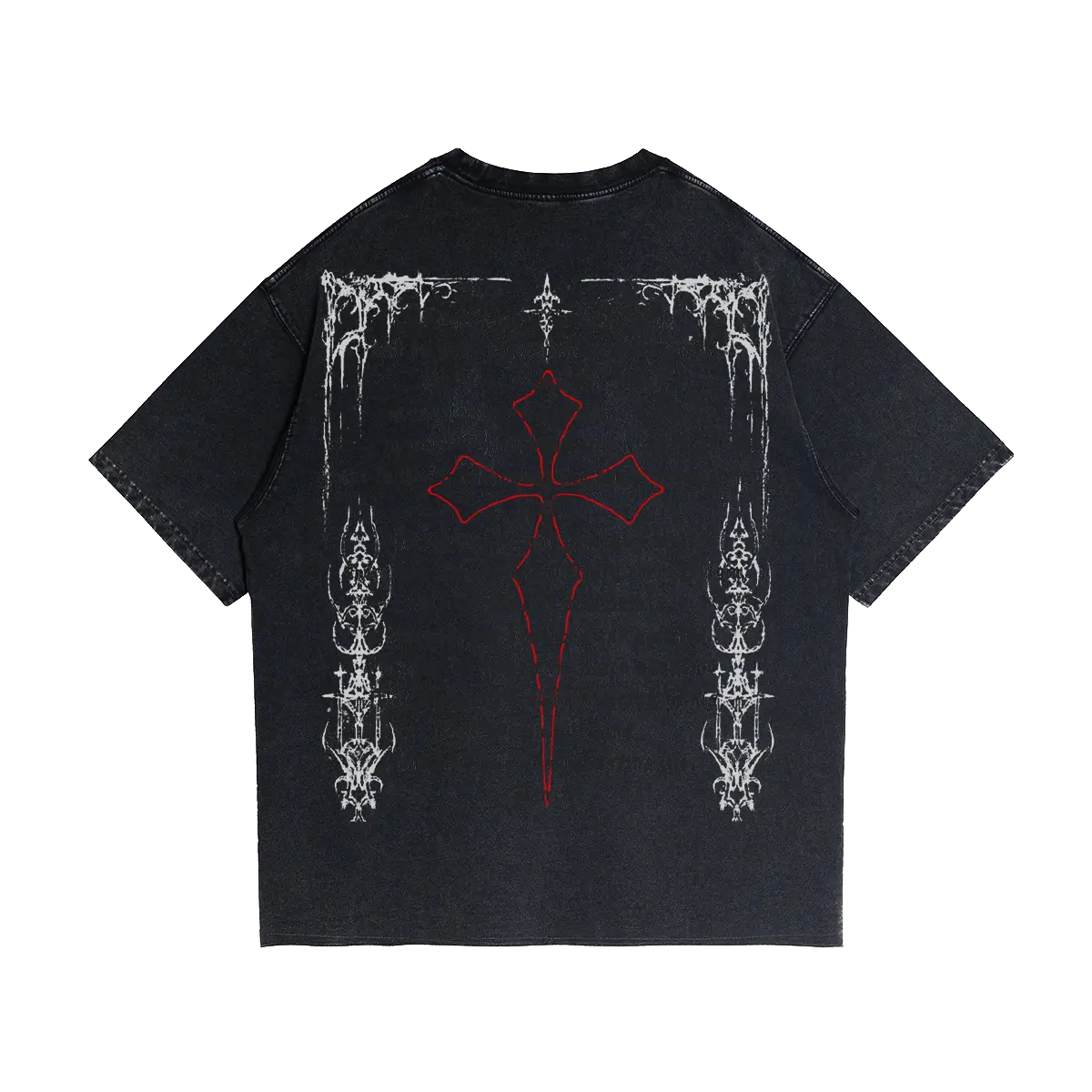 Fallen Angel Garment Dyed Streetwear Tee 260GSM Black Cotton With Faded Raw Hem ArnukiClothing