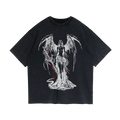 Fallen Angel Garment Dyed Streetwear Tee 260GSM Black Cotton With Faded Raw Hem ArnukiClothing