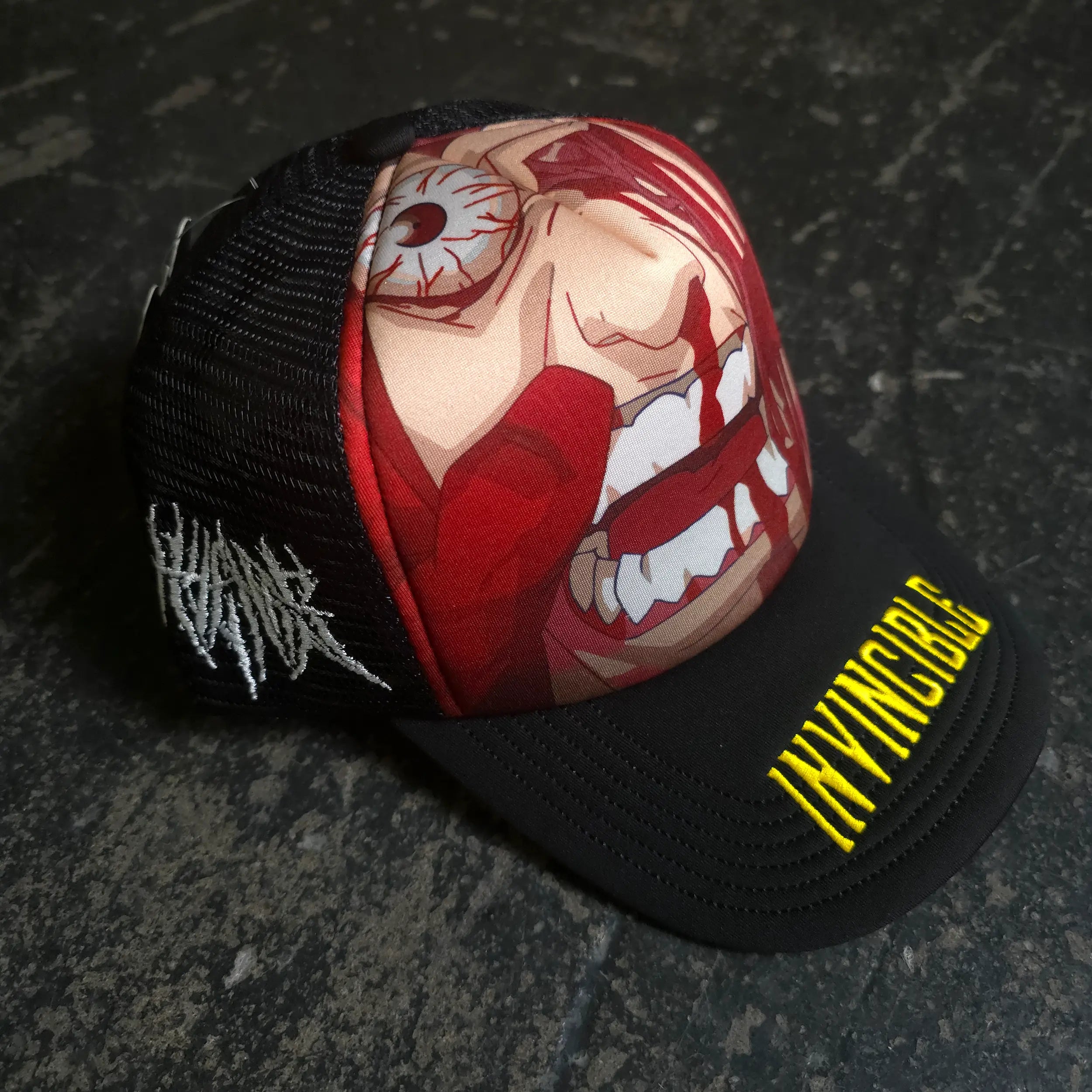 Face Smasher Trucker Hat Black Any Means Necessary Clothing