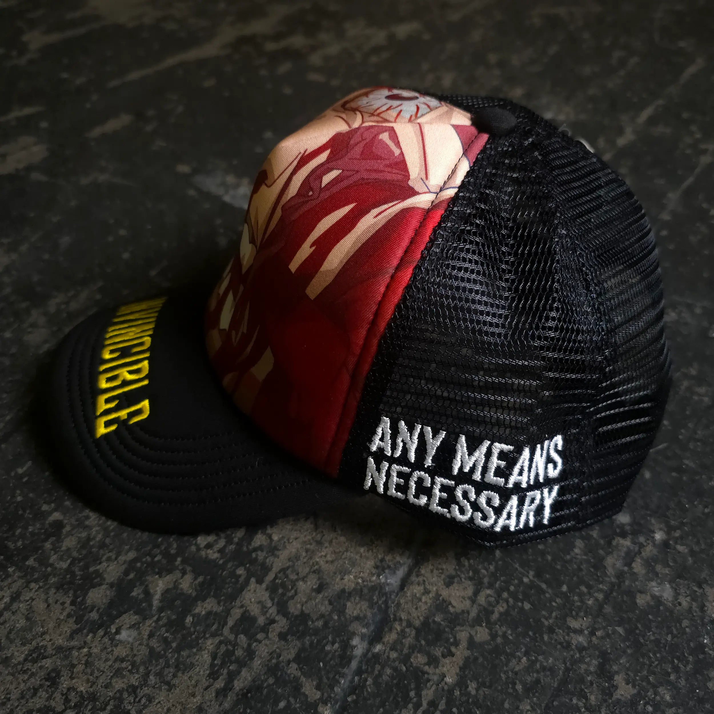 Face Smasher Trucker Hat Black Any Means Necessary Clothing