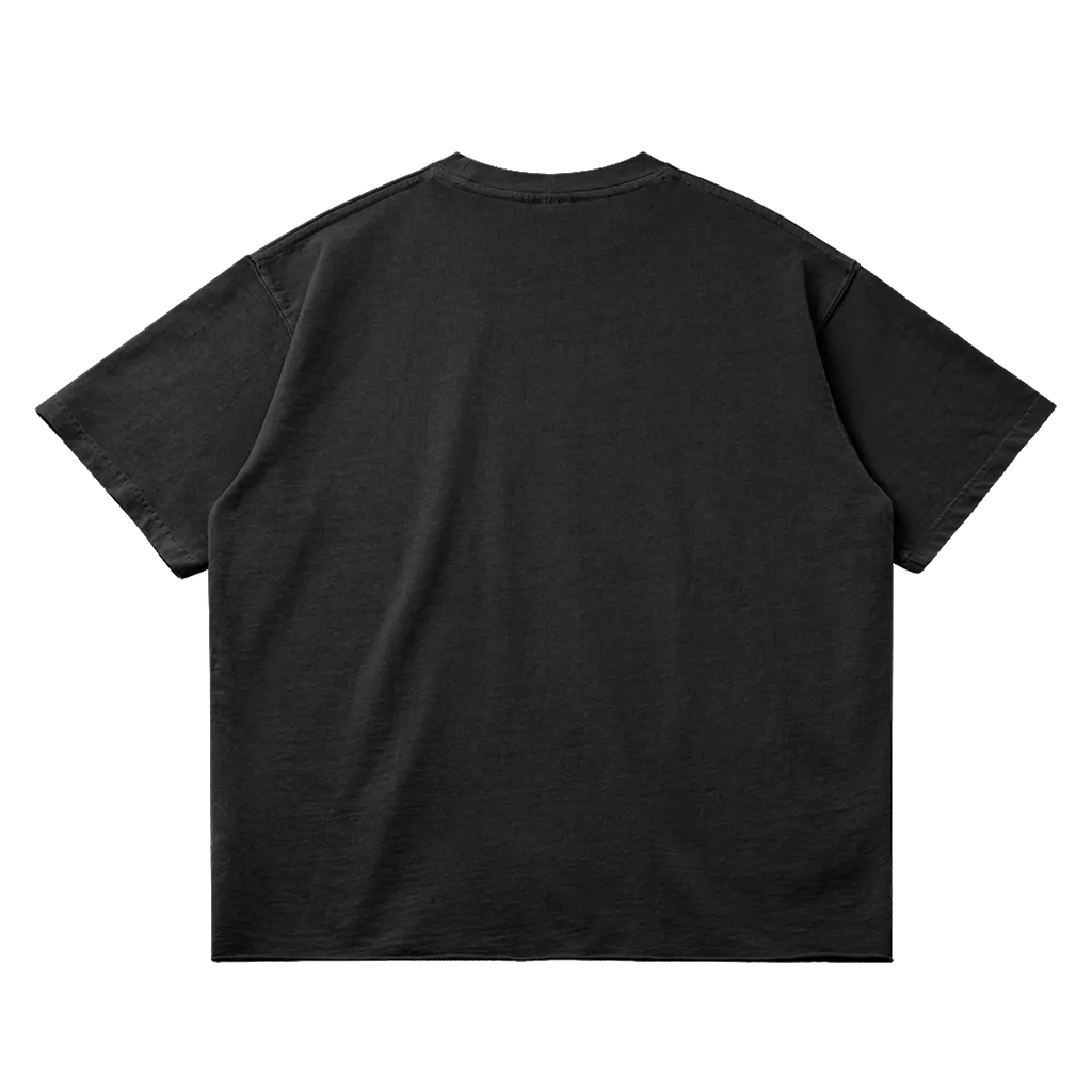 Ghosts Cant Dream Garment Dyed Streetwear Tee 260GSM Black Cotton With Faded Raw Hem ArnukiClothing