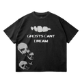 Ghosts Cant Dream Garment Dyed Streetwear Tee 260GSM Black Cotton With Faded Raw Hem ArnukiClothing