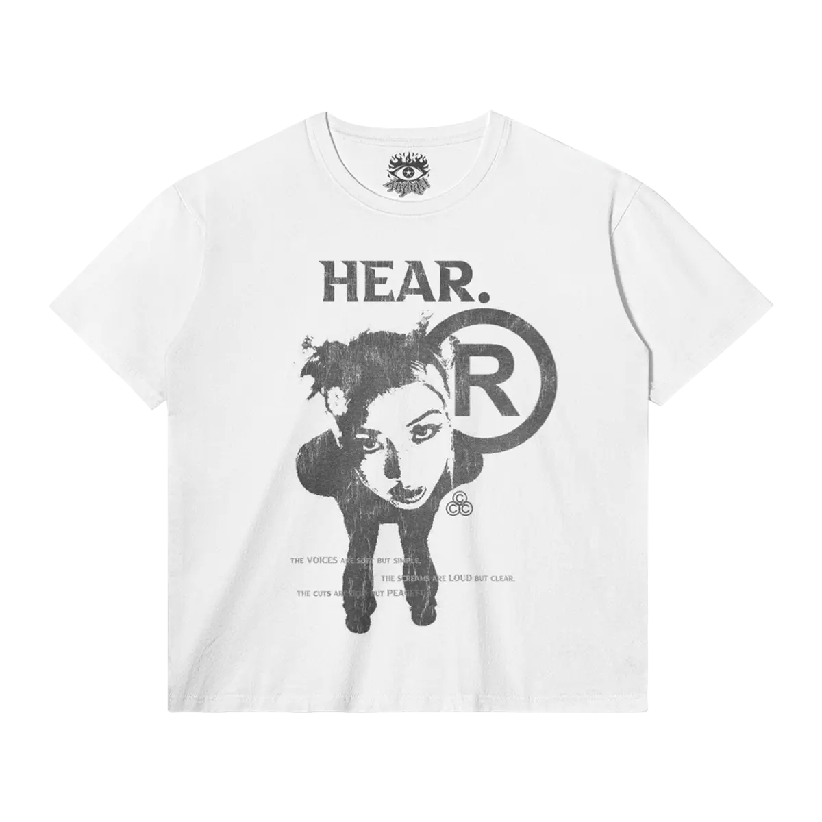 HEAR Streetwear Tee White Cotton T Shirt Classic Fit 180 GSM DTG Print ArnukiClothing