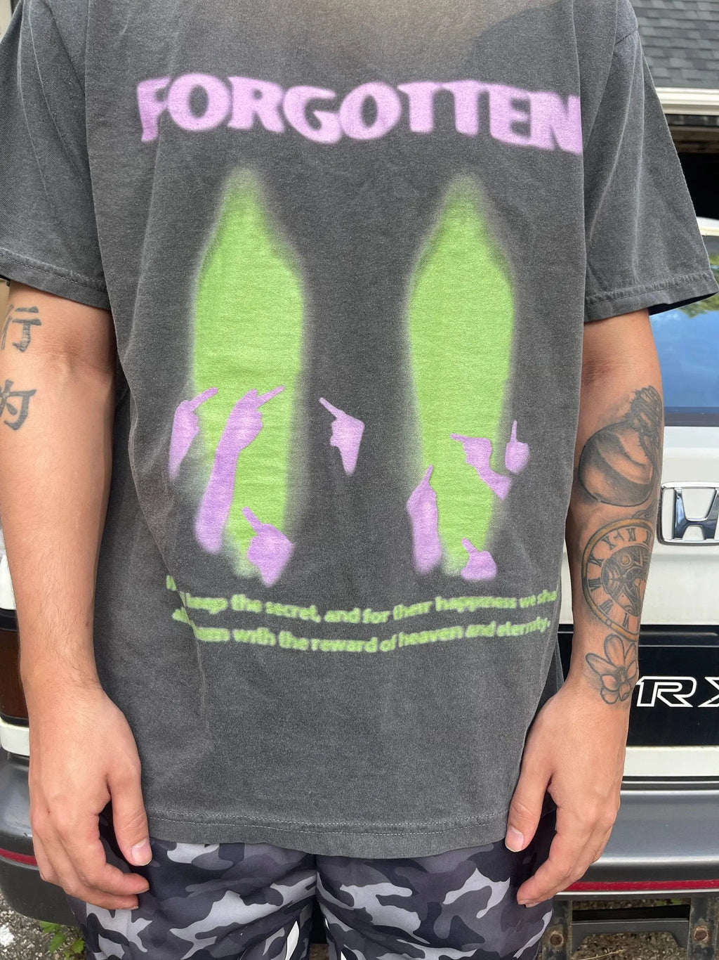 Paranormal Forgotten Garment Dyed Streetwear Tee Cotton Short Sleeve T Shirt ArnukiClothing