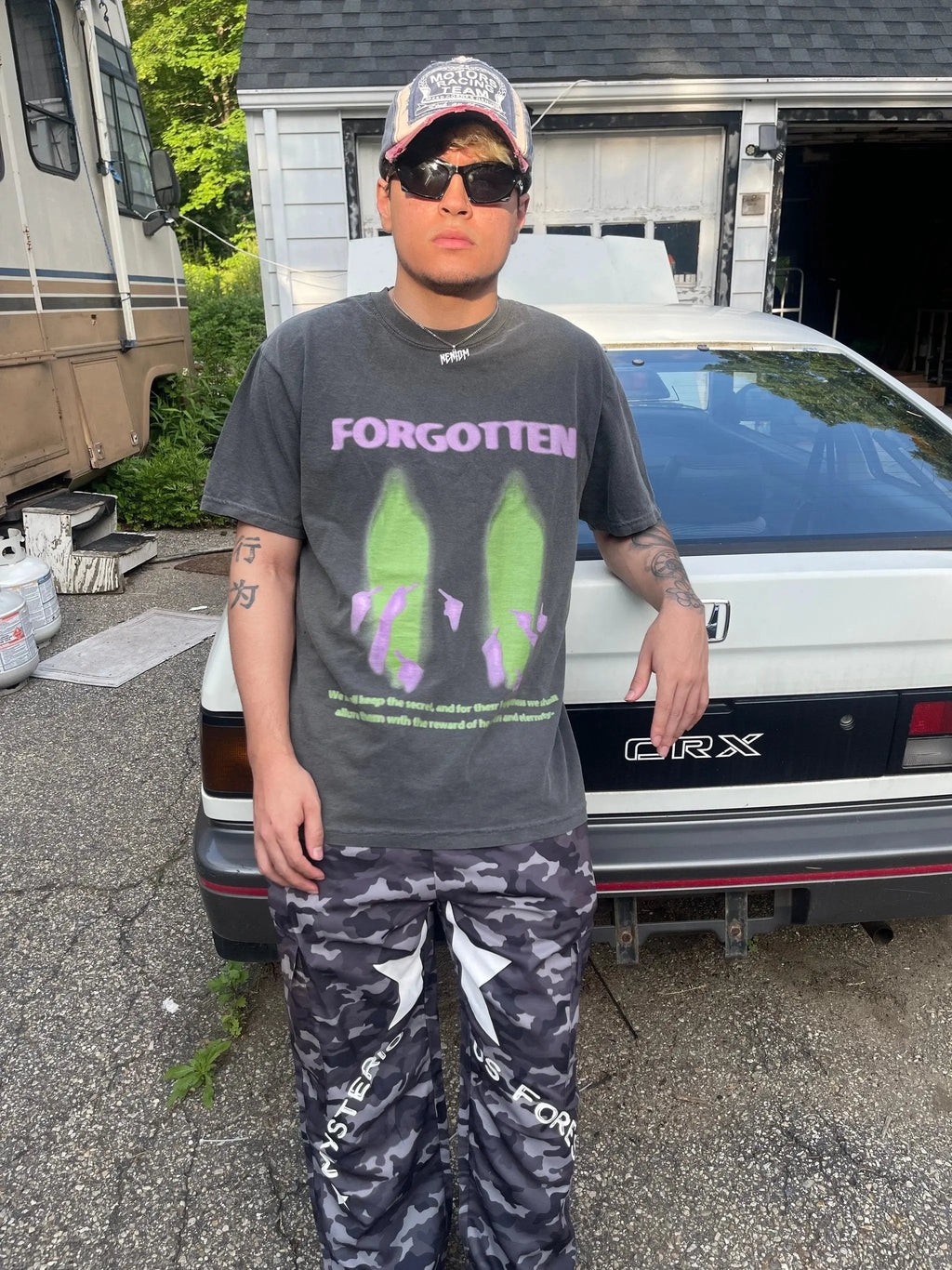 Paranormal Forgotten Garment Dyed Streetwear Tee Cotton Short Sleeve T Shirt ArnukiClothing