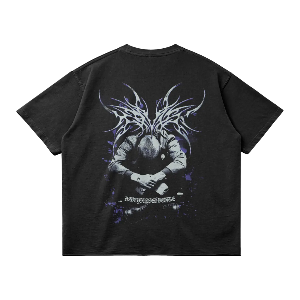 Kryptic Myst Garment Dyed Streetwear Tee 260GSM Cotton Faded Raw Hem True To Size ArnukiClothing