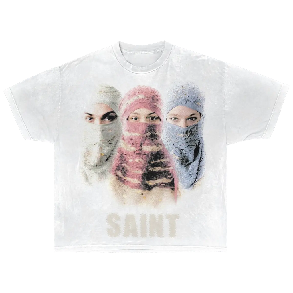 Saint Streetwear Tee White Cotton DTG Print Distressed Graphic True To Size ArnukiClothing