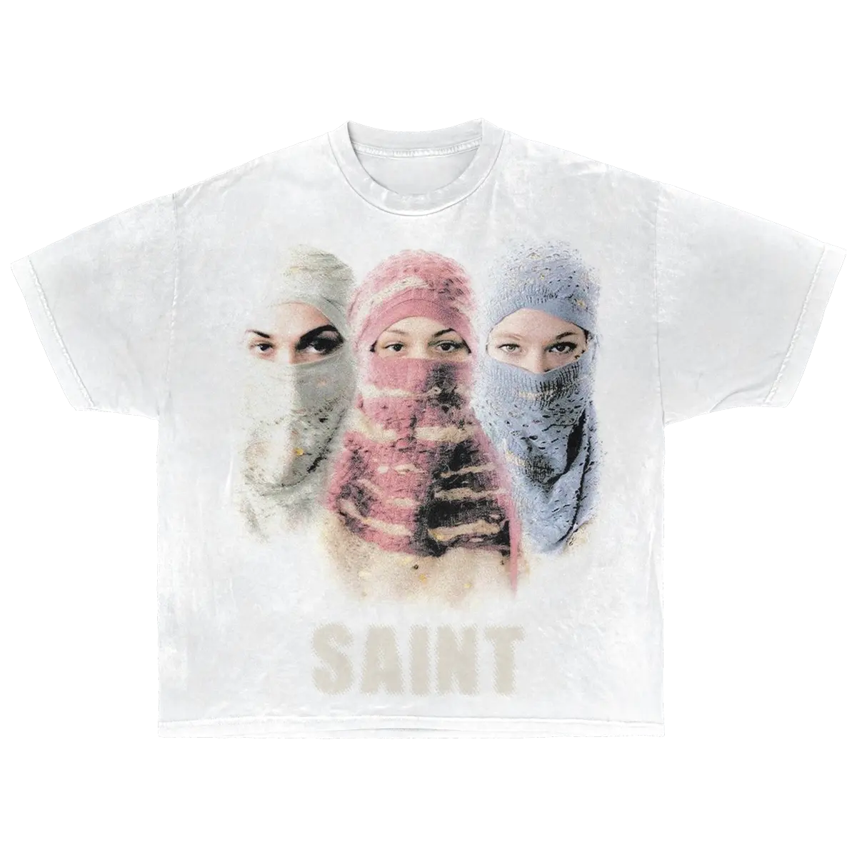 Saint Streetwear Tee White Cotton DTG Print Distressed Graphic True To Size ArnukiClothing