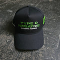 Black Bloody Kisses hat by Any Means Necessary Clothing featuring gothic-inspired design and adjustable fit.