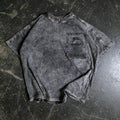 Black Halo T-Shirt from Any Means Necessary Clothing featuring a relaxed fit and crew neckline, displayed on a flat lay.