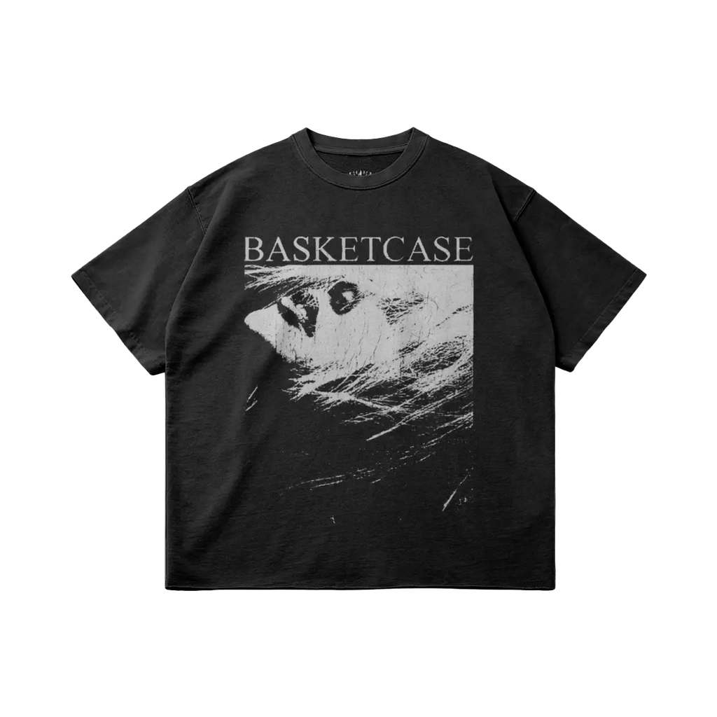 Basketcase Garment Dyed Raw Hem Streetwear Shirt 260GSM Cotton Black Tee With Edgy Faded Hem ArnukiClothing