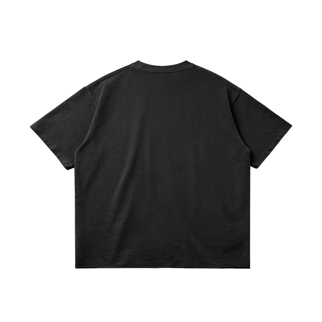 Basketcase Garment Dyed Raw Hem Streetwear Shirt 260GSM Cotton Black Tee With Edgy Faded Hem ArnukiClothing