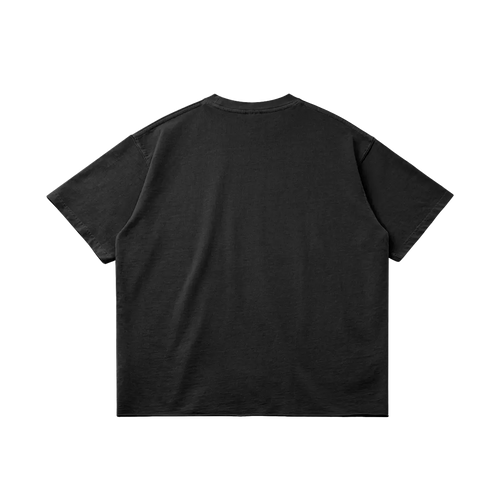 Basketcase Garment Dyed Raw Hem Streetwear Shirt 260GSM Cotton Black Tee With Edgy Faded Hem ArnukiClothing